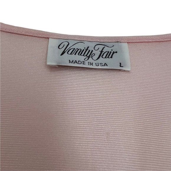 Vintage Vanity Fair Satin Robe Night Gown Size L Button Down‎ Pink Made in USA - Picture 5 of 8